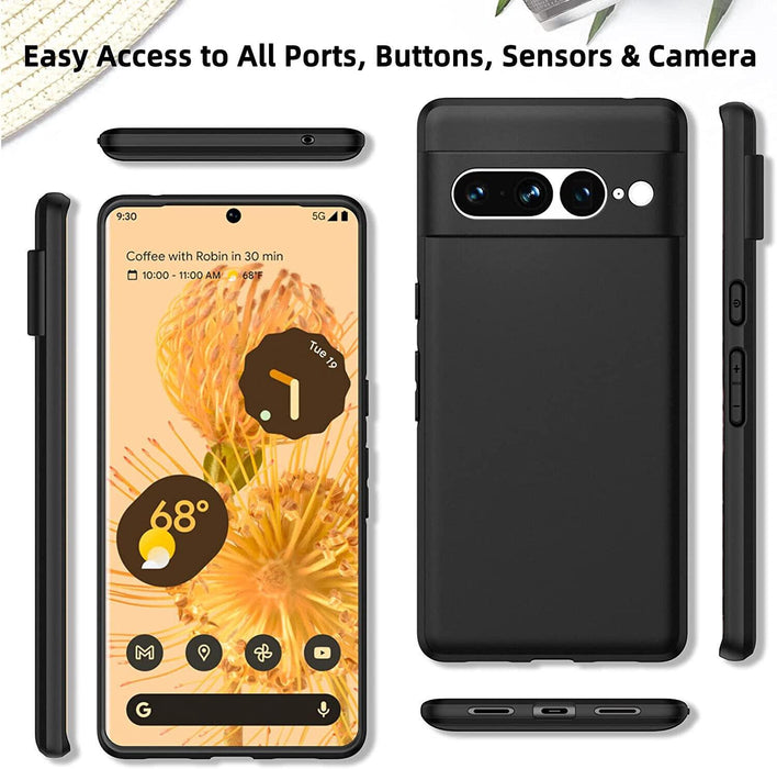 Black Gel Case Tough Shockproof Phone Case Gel Cover Skin for Google Pixel 7 Pro