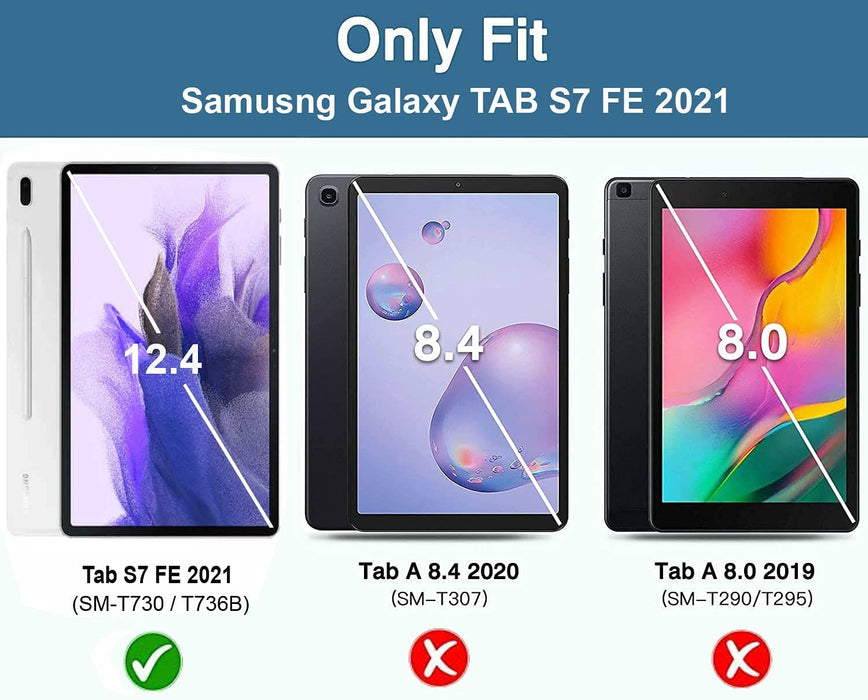 Samsung Galaxy Tab S7 FE 12.4" (2021) T730 T736, Tab S8+ 12.4" (2022) X800 X806, 360 Rotating Folio Case