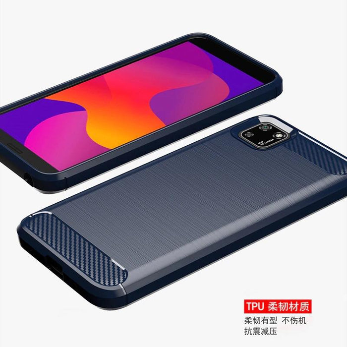 Shockproof Case Gel Skin Carbon Fibre /Brushed Metal Effect Huawei Y5P 2020