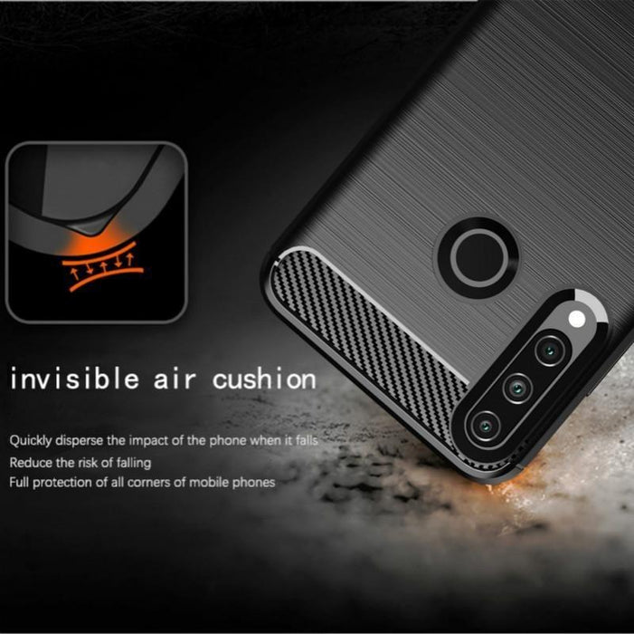 Shockproof Case Gel Skin Carbon Fibre /Brushed Metal Effect Huawei Y6P 2020