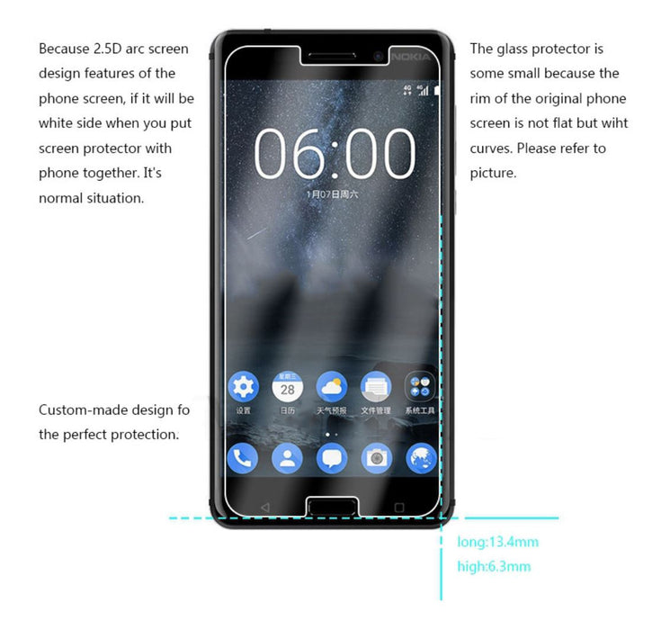 Nokia 6   2.5D Tempered Glass Screen Protector