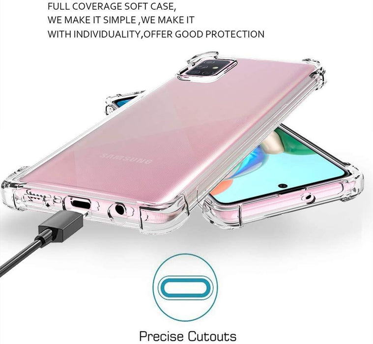 Samsung Galaxy A51 Hybrid Gel Four Corner Cushion Case [CLEAR]