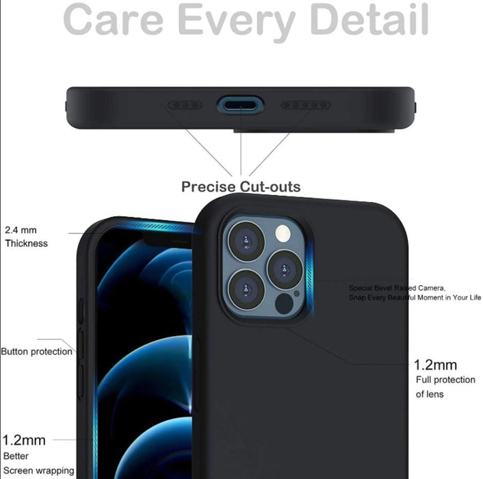 Black Gel Case Tough Shockproof Phone Case Gel Cover Skin for iPhone 12 PRO